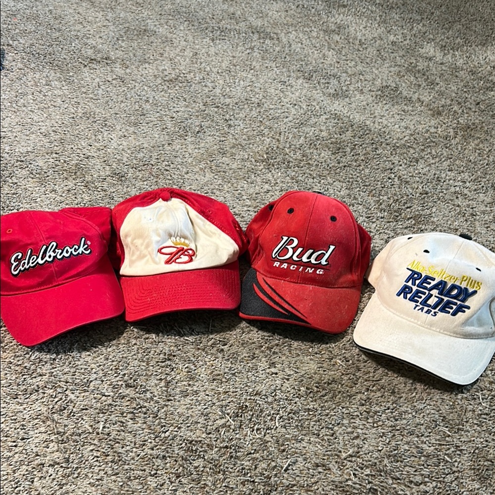 Red and Cream Racing Caps Set